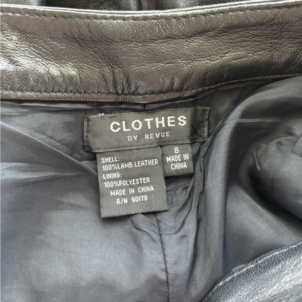 Clothes by Revue Vintage Genuine Lamb Leather Straight Leg Motorcycle Black 8 - Picture 7 of 11